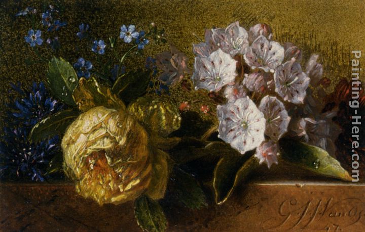 Flowers on a Ledge painting - George Jacobus Johannes Van Flowers on a Ledge art painting